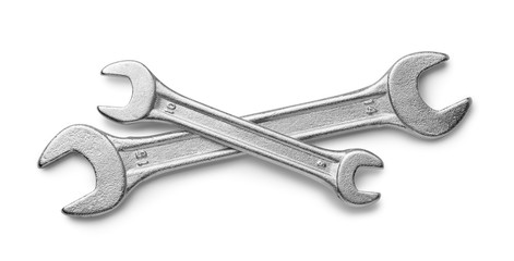 Top view of two silver wrenches - Powered by Adobe