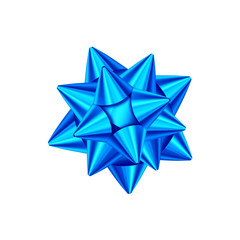 Blue decorative gift bow isolated on white background.