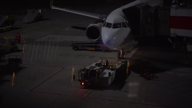 plane boarding at night