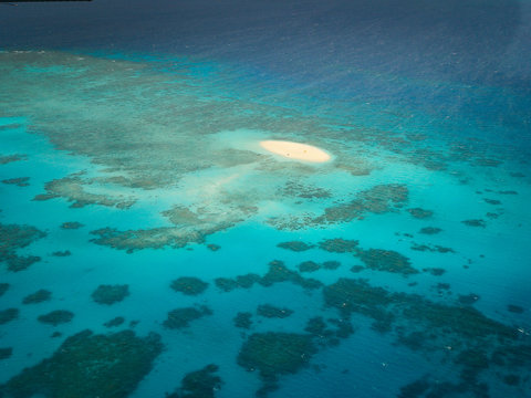 The coral reef "Great Barrier Reef" in Australia from above