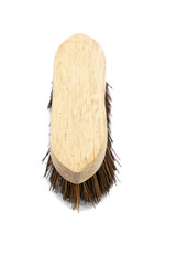 Wood scrubbing brush, with natural bristles for cleaning, isolated on white, high key background