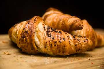 Fresh french croissant on the table