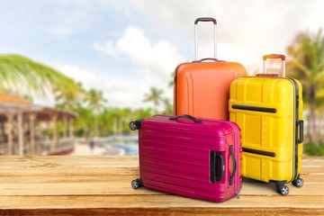 Large suitcases on background,travel concept