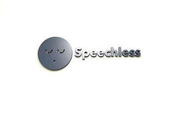 3D illustration of Speechless, grey color and grey text with light background.