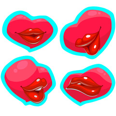 set of sexy lips in different positions