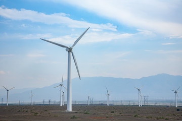 Fototapeta na wymiar Wind turbines energy source in china