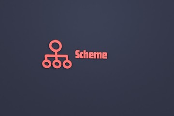Text Scheme with red 3D illustration and dark background