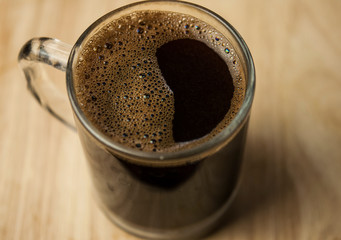 Close up of a coffee surface bubble.