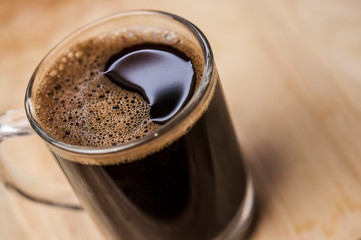 Close up of a coffee surface bubble.
