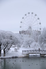 winter landscape with ferris wheel