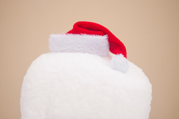 Christmas background with red Santa hat