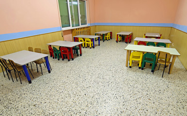 tables and chairs in the school
