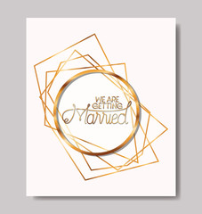 married invitation with golden frame