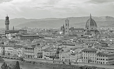 Fototapeta na wymiar view of Florence in Italy with sepia effect