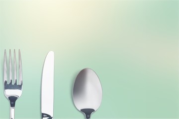 Silverware. Fork, spoon and knife isolated on white