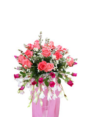 Wedding setup detail in Thailand. Colorful flower in the wedding reception