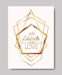 celebrate the love card with golden frame