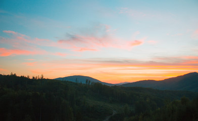 Fototapeta na wymiar Majestic sunset in the mountains landscape. Ukraine.