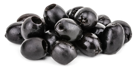 Black olives isolated on a white background. With clipping path
