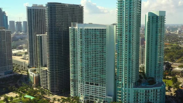 Aerial large group of buildings Miami