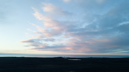 Beautiful clouds with blue sky background with part of clear sky background. Nature weather, cloud blue sky and sun / sunrise and sunset concept / sky texture / mapping