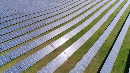 Solar electric station covering wide area in Odessa region on a sunny in summer
