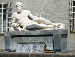Turin Fountain with statue of a man representing the river Po th