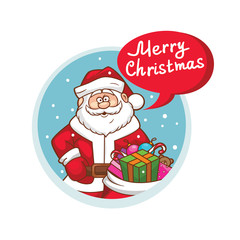 Merry Christmas flat icon with Santa Claus