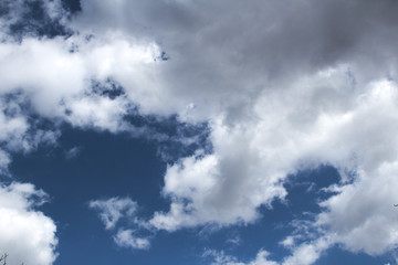 white clouds in the blue sky and among the clouds unidentified flying object, background image