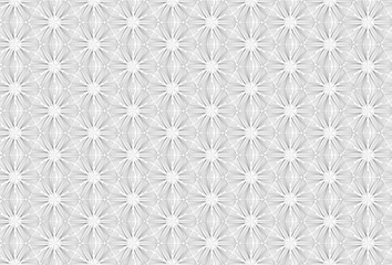 Seamless light texture of three-dimensional elegant flower petals based on hexagonal grid 3D illustration