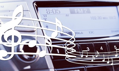 Closeup of Modern Car Audio System