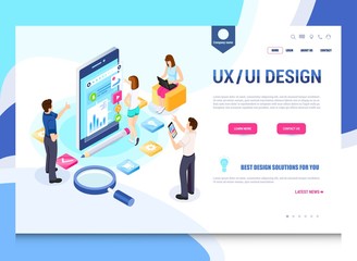 UX/UI design, workflow, development process. Modern vector illustration concepts for website and mobile website development.