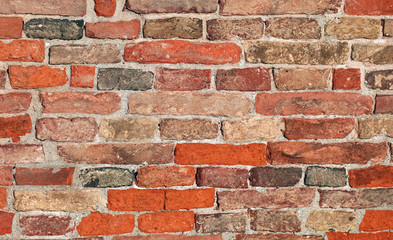 Fototapeta premium wall made with many red bricks