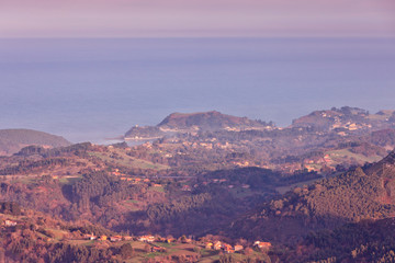 Autumnal sunset in a village of Spain