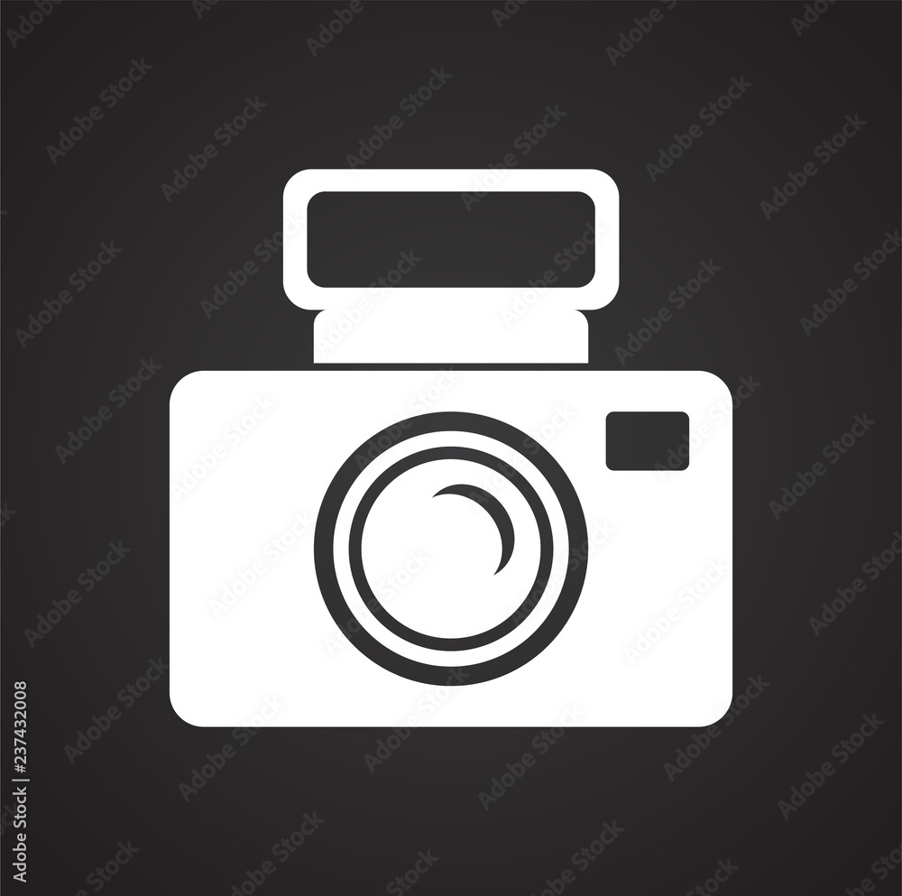Aufkleber digital camera icon on black background for graphic and web design, modern simple vector sign. inter
