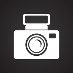 Digital camera icon on black background for graphic and web design, Modern simple vector sign. Internet concept. Trendy symbol for website design web button or mobile app