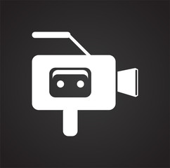 Cassete tape vide camera icon on black background for graphic and web design, Modern simple vector sign. Internet concept. Trendy symbol for website design web button or mobile app