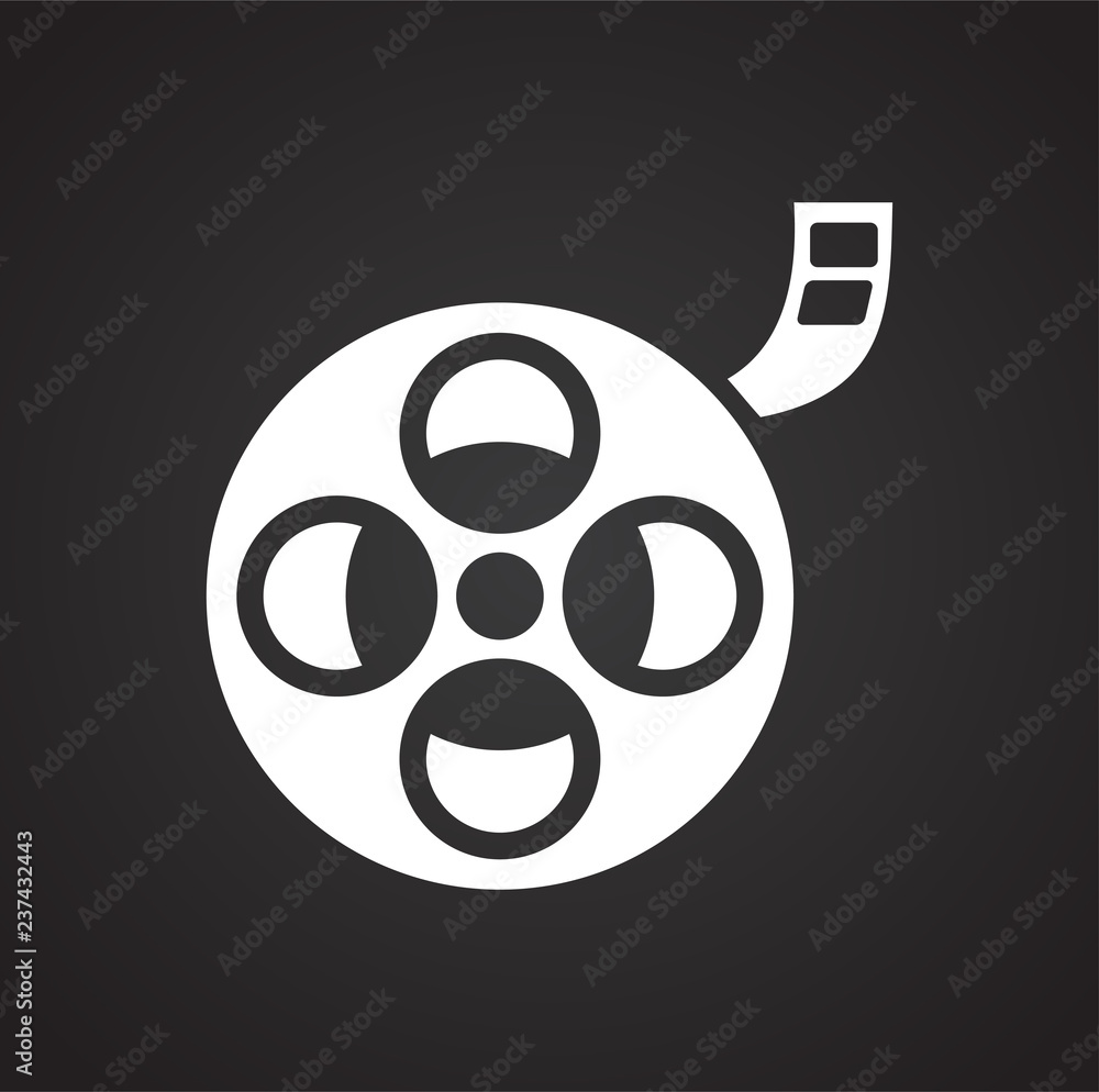 Poster film roll icon on black background for graphic and web design, modern simple vector sign. internet c