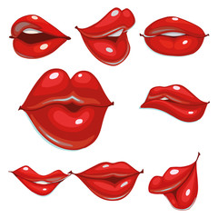 set of sexy lips in different positions