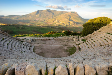 Ancient Greek amphitheatre in Segesta, Sicilia, Italy
