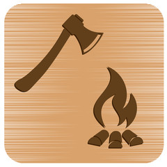 The ax and campfire icon