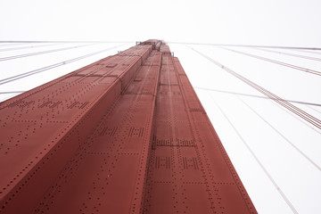 looking up at the Golden Gate Bridge