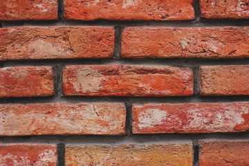 Close-up Red brick wall texture.