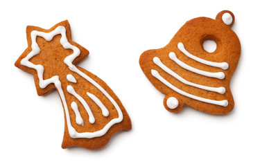 Christmas Gingerbread Cookies Isolated on White Background