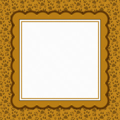 Brown cat pattern square border with copy space