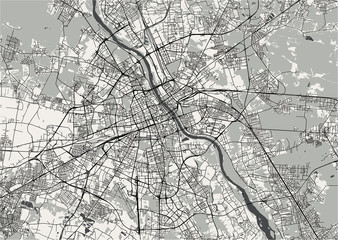 Fototapety  Mapa miasta Warszawy, Polska