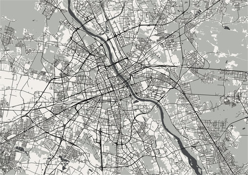Fototapeta Map of the city of Warsaw, Poland