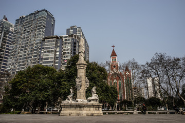 Fototapeta na wymiar Yichang church in spring