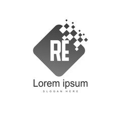 RE Logo template design. Initial letter logo design