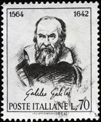 Galileo Galilei on old italian postage stamp